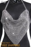 Women Sexy Rhinestone Tops Summer Cool Backless Bling Camisole Women Evening Party Club Underwear