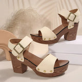 New High-Heeled Women's Sandals Slope Heel With Fish Mouth Belt Buckle Casual Women's