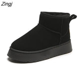 Heels Women Botas 2023 Winter Platform Short Plush Warm Snow Chelsea Boots Fashion Ankle Suede Pumps Casual