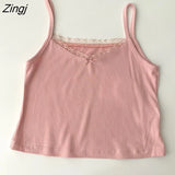 Colors Camisole Women Summer New Lace Patchwork Sweet Cozy Crop Top Female Ins French Popular Skinny Mujer Fashionable