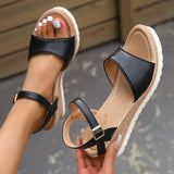 Ladies Sandals 2025 Summer New Large-Size Pine Cake Thick Bottom Slope With Fish Mouth Buckle