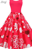 Summer Vintage Dress Women Spaghetti Strap Floral Print High Waist Elegant Sleeveless A-Line Party Midi Dress Robe