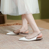 Sandals 2025 New Summer Paint Skin Behind The Empty Sharp Head Single Shoes Women's Head With The Coarse Heel Flat