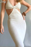 Sexy irregular bandage party dress Sleeveless backless spring summer maxi club dress Women dinner fashion dress