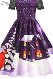 Dress Christmas Costume Women Lace Short Sleeve Hight Waist Vintage Evening Party Prom Casual