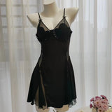Girl Sweetheart Slip Big V-Shaped Short Skirt Summer Thin Back Slings Aja Skirt Pure Lusty