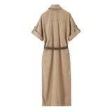 Lapel Dress Single-Breasted High-Waisted Thin Single-Breasted