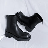 2025 New Square Head Thick Bottom Male Rear Zipper Youth Low Tube Medium Heel High Top Martin