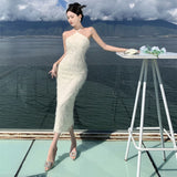 Zingj Neck Dress Female Summer Tassel Small Crowd Sexy Slim Temperament Socialite Dress