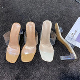 New Summer Transparent Heel High Heel Simple PVC Cool Slippers With Toe Women's