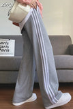 Harajuku High Waist Striped Sweatpants Women Korean Oversize 4Xl Casual Trousers Chic Preppy Style Lace Up Wide Leg
