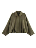 Women's Clothing Explosion Nine-Colored Velvet Texture Collar Loose Bomber Jacket