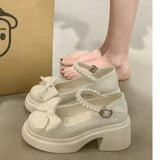 Jane Small Leather Shoes Women's Thick Soles Increase In The Spring Of 2025 New Sweet Bows Shallow Single Shoe