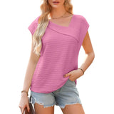 Women's Summer Slanted Fashion Leisure Short Sleeve Fashion Shirt