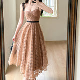 High-End Dress Dress 2025 Summer Light Luxury Famous Waist Thin Three-Dimensional Flower Hanging