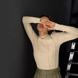 Zingj Bottom Shirt Autumn Winter Round Collar Tight Edge T Shirt Female Tight Temperament Commuter Top Women's