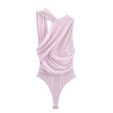 Women's ZA Summer New Asymmetric Folding Decoration Folding Net Holiday