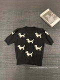 Puppies With Short-Sleeved Round-Neck Knitted Jersey Women 24 Spring And Summer New Age-Reduced Short-Sized T-Shirt