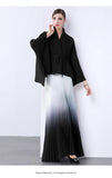 Gradient Suit Women's Autumn And Winter Loose Strap To Close Waist Pressure Folding Top + High Waist 100 Folded