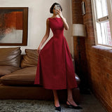 Famous Temperament Waistless Long Swing A Dress Simple Elegant Women Party Party Dress Dress
