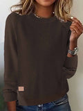 Sheintemu Autumn And Winter Round Collar Long-Sleeved Women's Sweater