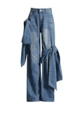 Trendy Set 2025 Autumn And Winter Bow Tie With Cowboy Vest High-Waist Jeans Two-Set