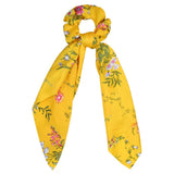 Bow Long Ribbon Hair Scrunchie Chiffon Floral Print Sweet Elastic Hair Band Ponytail Hair Scarf Hair Tie Hair