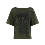 Cloth Forget Y2K Hottie Style Retro Print Loose T-Shirt To Make Old Design Sexy Shoulder Street Hop