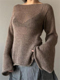 lace up knit top with trumpet