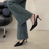 High-Heeled Shoes Sandals Women 2025 Spring And Summer New Temperament Fine Tip With Skirt Black Single