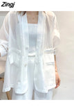 Women Blazers Sun-proof Summer Sheer Fashion Casual Korean Style Breathable Cozy All-match Outerwear Elegant Female Office