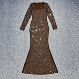 Gorgeous Party Fishtail Dress Autumn New Sexy Long-Sleeved Hot Diamond