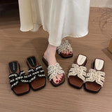 Fragrant Wind Thick Bottom Slippers Women 2025 Summer New Square Head Holiday Slippers Women Wearing Skirts And
