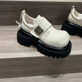 Trend Cool Square Head Small Leather Shoes Women In Autumn 2025 New Thick Soles To Increase Metal Buckle Happy