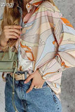 Up Shirt Women Vintage Blouse Female Lapel Fashion Print Shirt Ladies Casual Loose Long Sleeve Shirt Spring Chemise