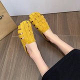 Woven Bun Head Half Slippers Women's Shoes Wear 2025 New Summer Pedal Soft Bottom Boaster