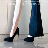 Waterproof Table High Heels Autumn And Winter New Velvet Head Fine Heel Temperament Small 10Cm Not Tired Single
