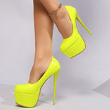 And Autumn 2025 New Hate Sky High Single Shoes Round Head Light Mouth Patent Leather Water Table Fashion Club Fine Heel Women's