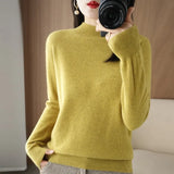 Zingj 2024 Autumn / Winter New Women's Korean Version Slim Half High Collar Short Solid Color Bottom Sweater-Outfit