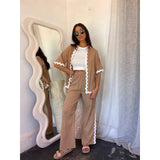 Zingj Spring And Summer New Comfortable Casual Single Breasted Lace Splicing Trousers Shirt Coat