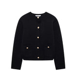 New Gold Buckle Trim Knitted Coat