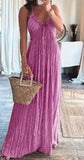 Zingj Summer New Solid Color Sexy U-Back Collar Strap Back Dress-Outfit