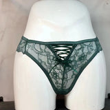 Strapped Bow Lace Thong Sexy Thong Cotton Crotch Low-Rise Lady T-Shirt