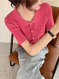 Zingj POLO Lapel Knit Cardigan Summer 2024 New Color Knit Short Sleeve Sweater