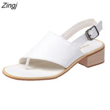 thick heel sandals women's clip toe buckle fashion women's sandals solid color versatile women's
