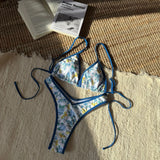 2025 New Women's Split Leopard Print Sexy Swimsuit Women's Triangle Strap Swimsuit