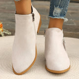 Women's Shoes New Thick-Heeled Large Size Women's Boots Velvet Martin Boots Low Heel Side Zipper Short Boots
