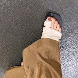 Cool Drag New Design Square Head Folding Pile Flat Bottom Clip Slippers Women Wearing Summer Beach