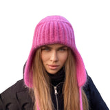 Zingj Wool Hat Female Autumn And Winter Personality Knitting Hem Warm Lash Knit