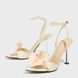 Single Three-Dimensional Phantom Butterfly Mirror Snake Pattern Blue Lady High Heel